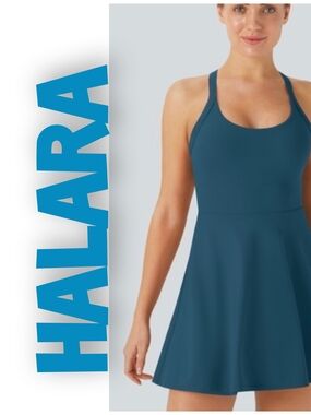 Halara Teal Racerback Fit-&-Flare Dress Size Large